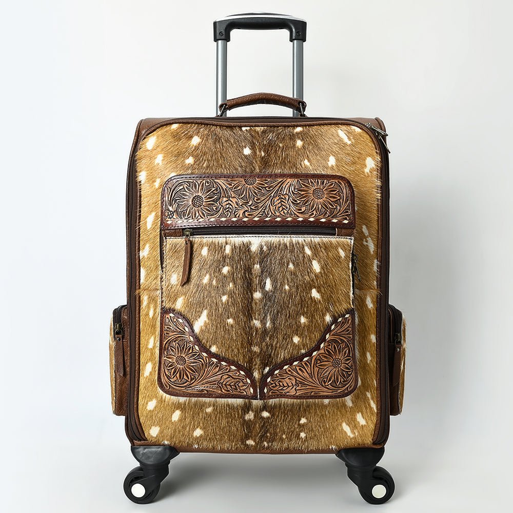 American Darling Travel Case Beautifully Hand Tooled Hair-On Genuine Leather