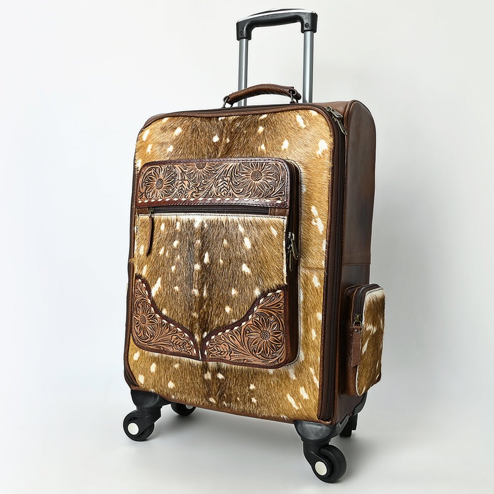 American Darling Travel Case Beautifully Hand Tooled Hair-On Genuine Leather