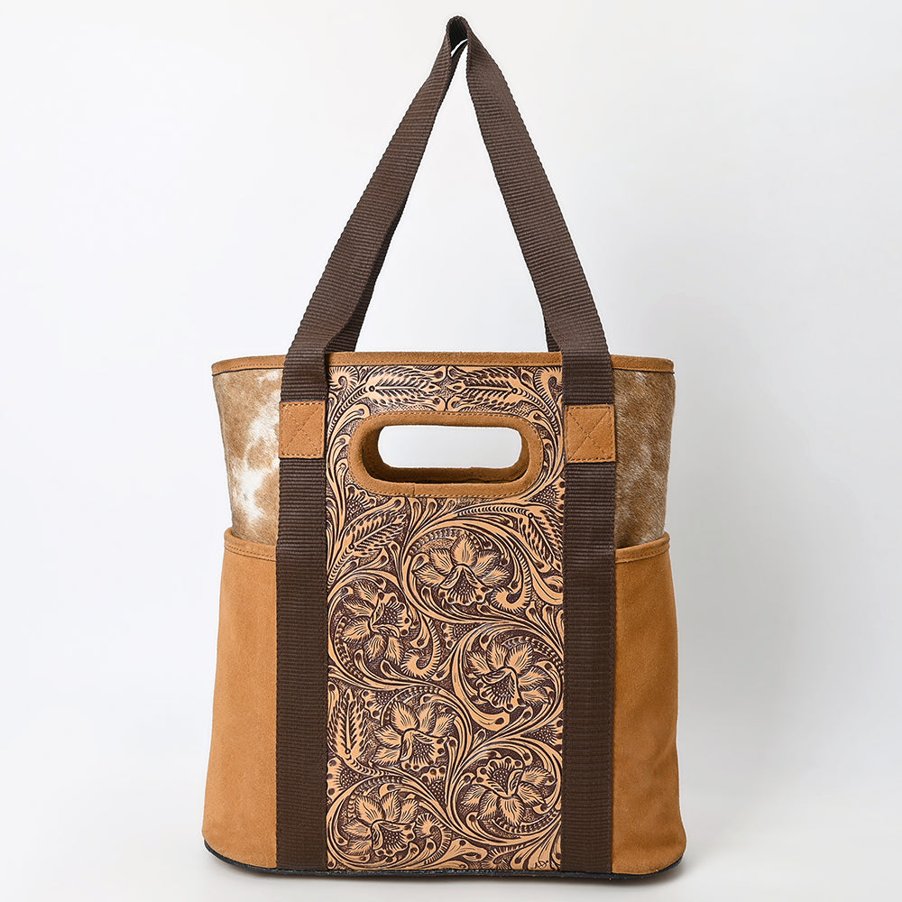 American Darling Tote Hand Tooled Hair On Genuine Leather Western Women Bag Handbag Purse | for Laptop