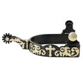 HILASON Western Horse Black Floral Cross Unisex Spur 3" Band 1-3/4" Shank