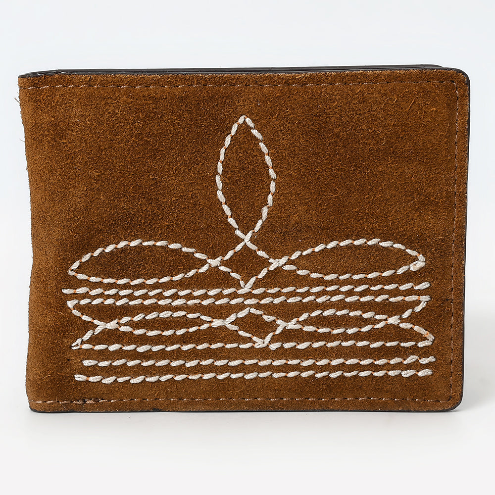 American Darling Wallet Western Genuine Leather Handcrafted Suede Pocket Bifold Wallet with Boot Stitched Design