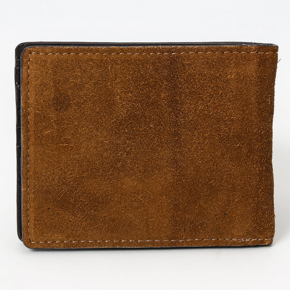 American Darling Wallet Western Genuine Leather Handcrafted Suede Pocket Bifold Wallet with Boot Stitched Design