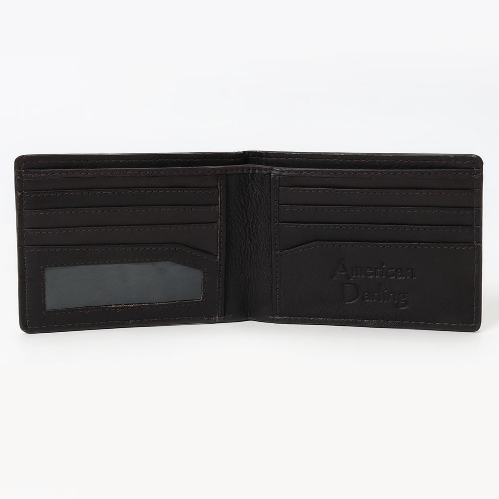 American Darling Wallet Western Genuine Leather Handcrafted Suede Pocket Bifold Wallet with Boot Stitched Design