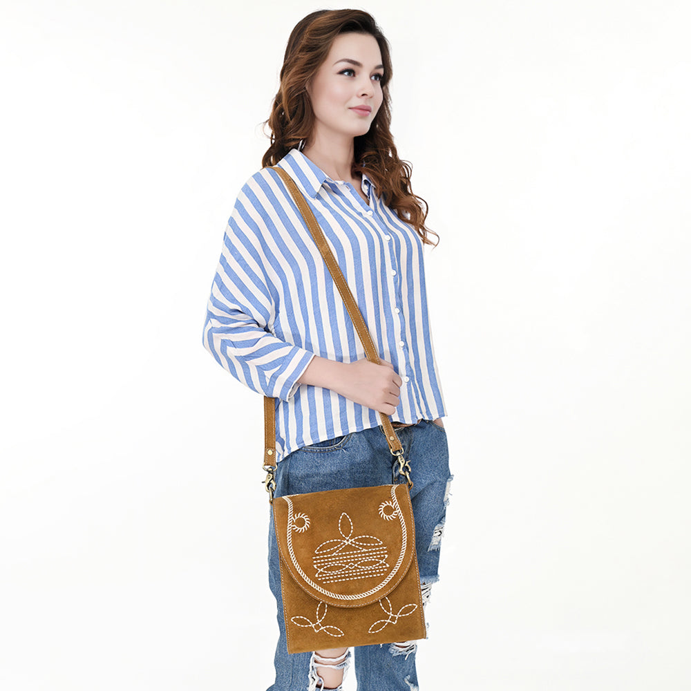 American Darling Cross Body Suede Genuine Western Leather Women Bag Handbag Purse |