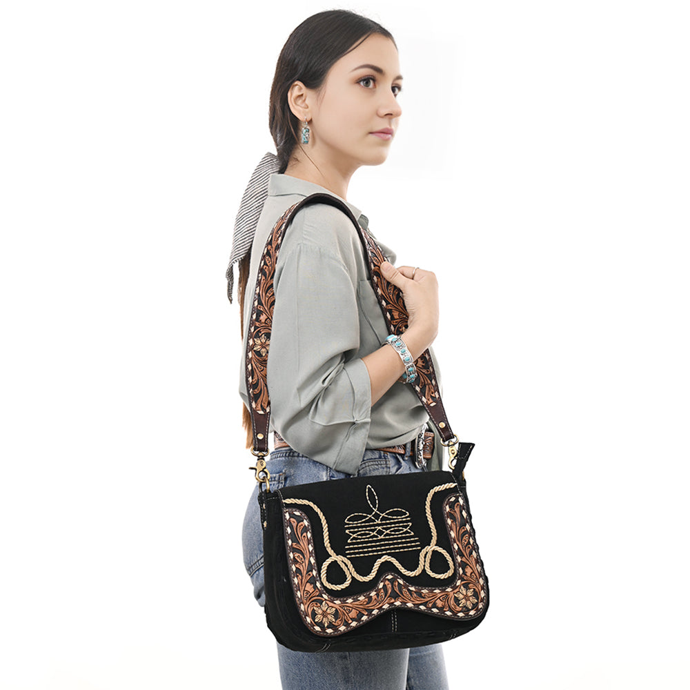 American Darling Hand Tooled Genuine Leather Crossbody Bag