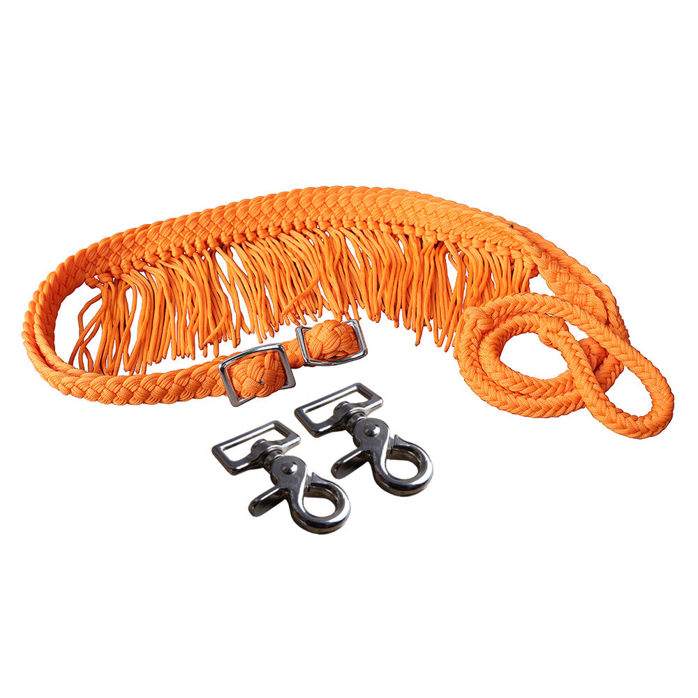 Hilason Braided Poly Barrel Racing Reins, Flat Grip Knots with Snaps — 1" x 8 ft