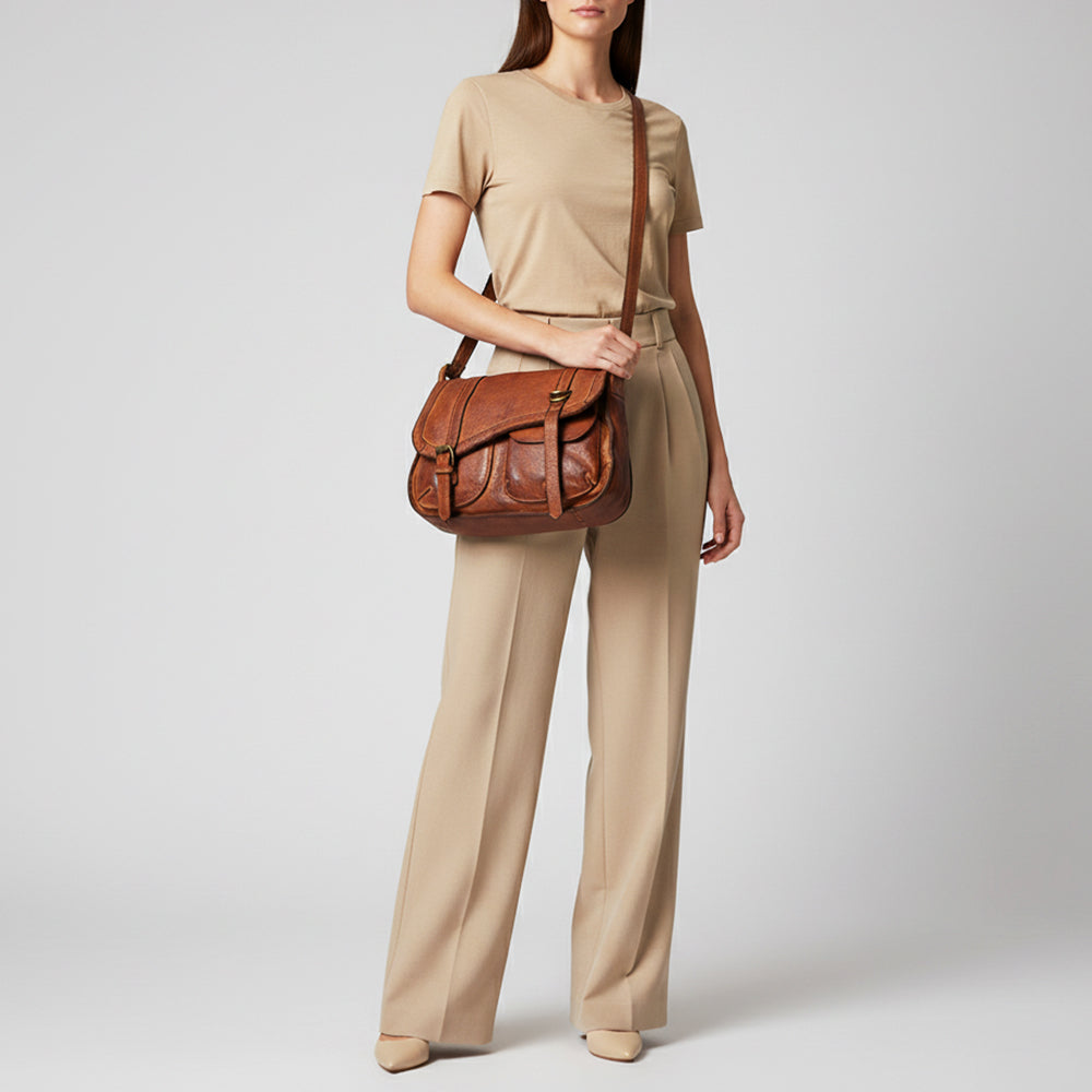 Spaghetti Western Crossbody Genuine Leather Women Bag Handbag Purse