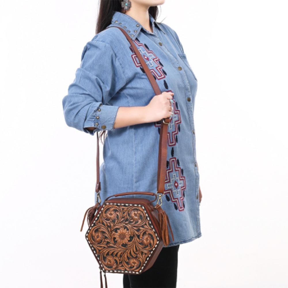 American Darling Canteen Hand Tooled Genuine Leather