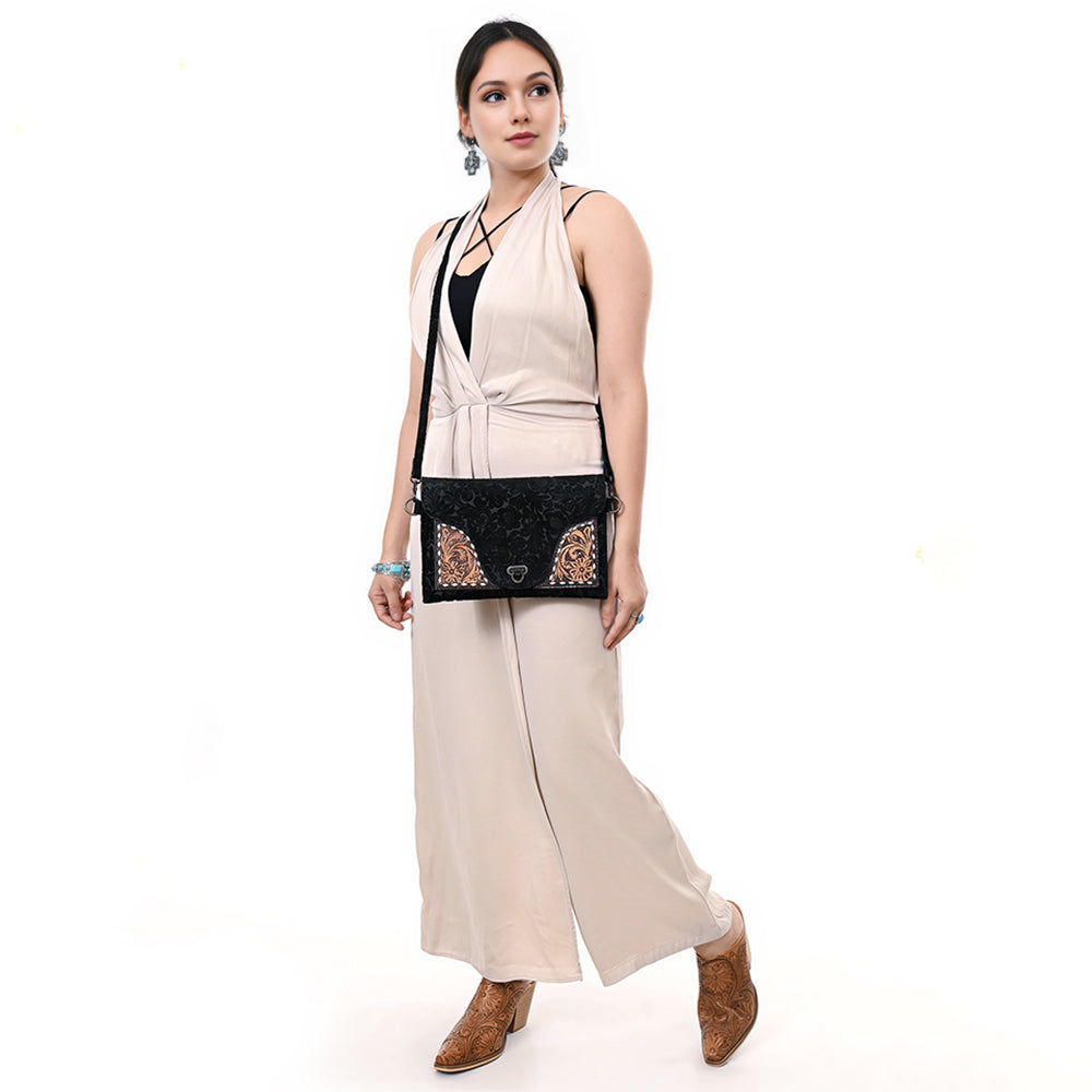 Genuine Leather Crossbody Hand Tooled Bag For Western Style Women With Convenience