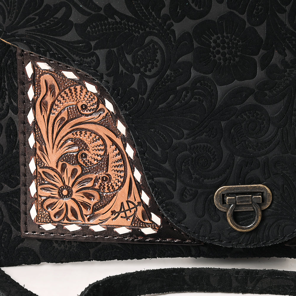 Genuine Leather Crossbody Hand Tooled Bag For Western Style Women With Convenience