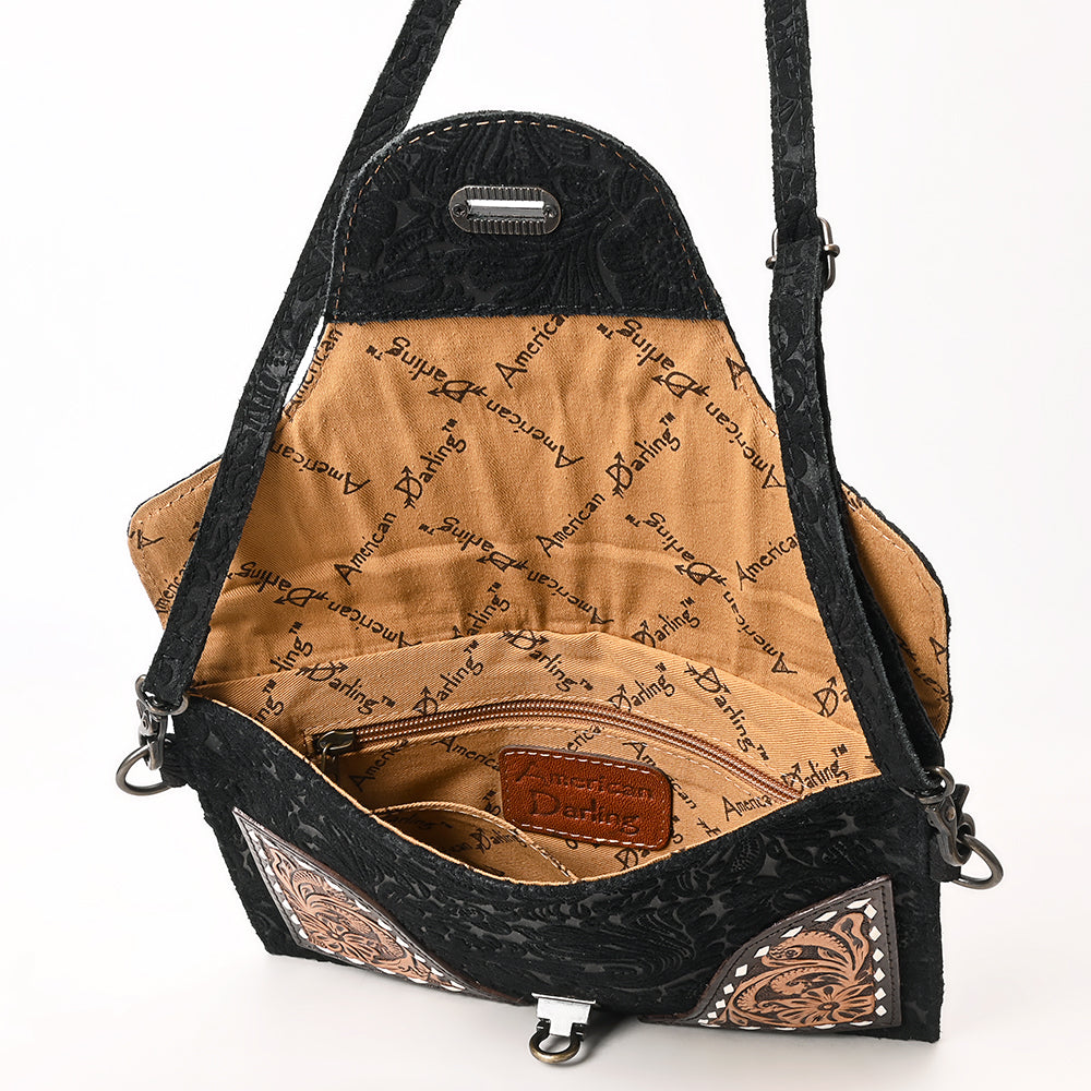 Genuine Leather Crossbody Hand Tooled Bag For Western Style Women With Convenience