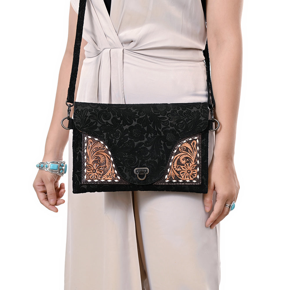 Genuine Leather Crossbody Hand Tooled Bag For Western Style Women With Convenience