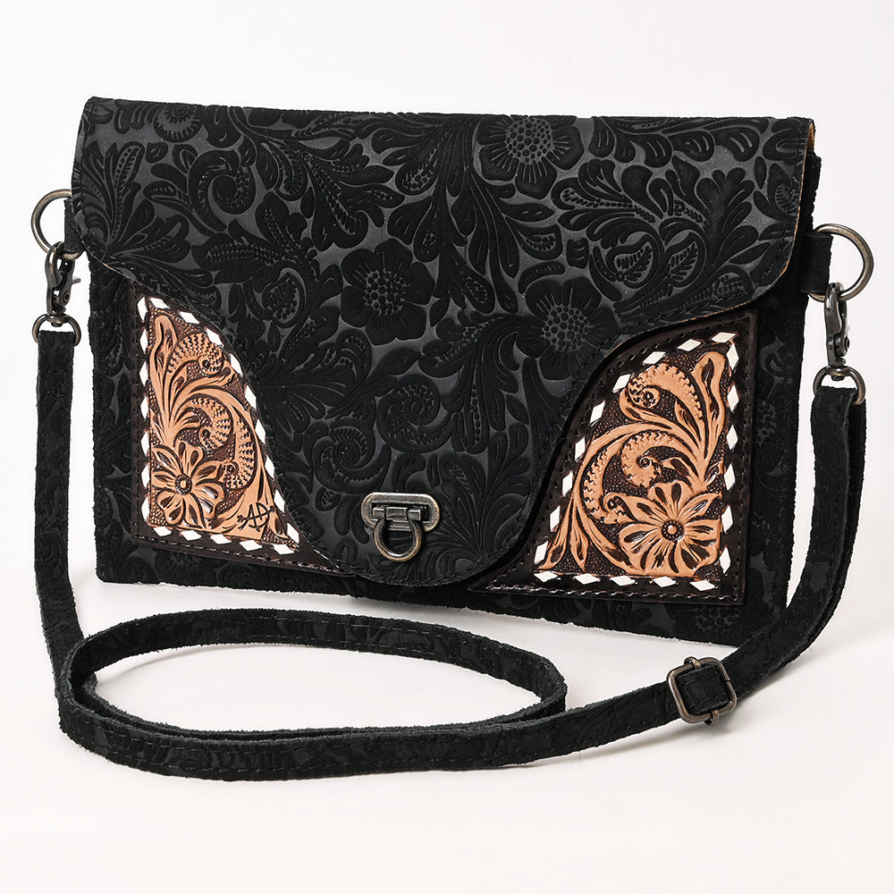 Genuine Leather Crossbody Hand Tooled Bag For Western Style Women With Convenience