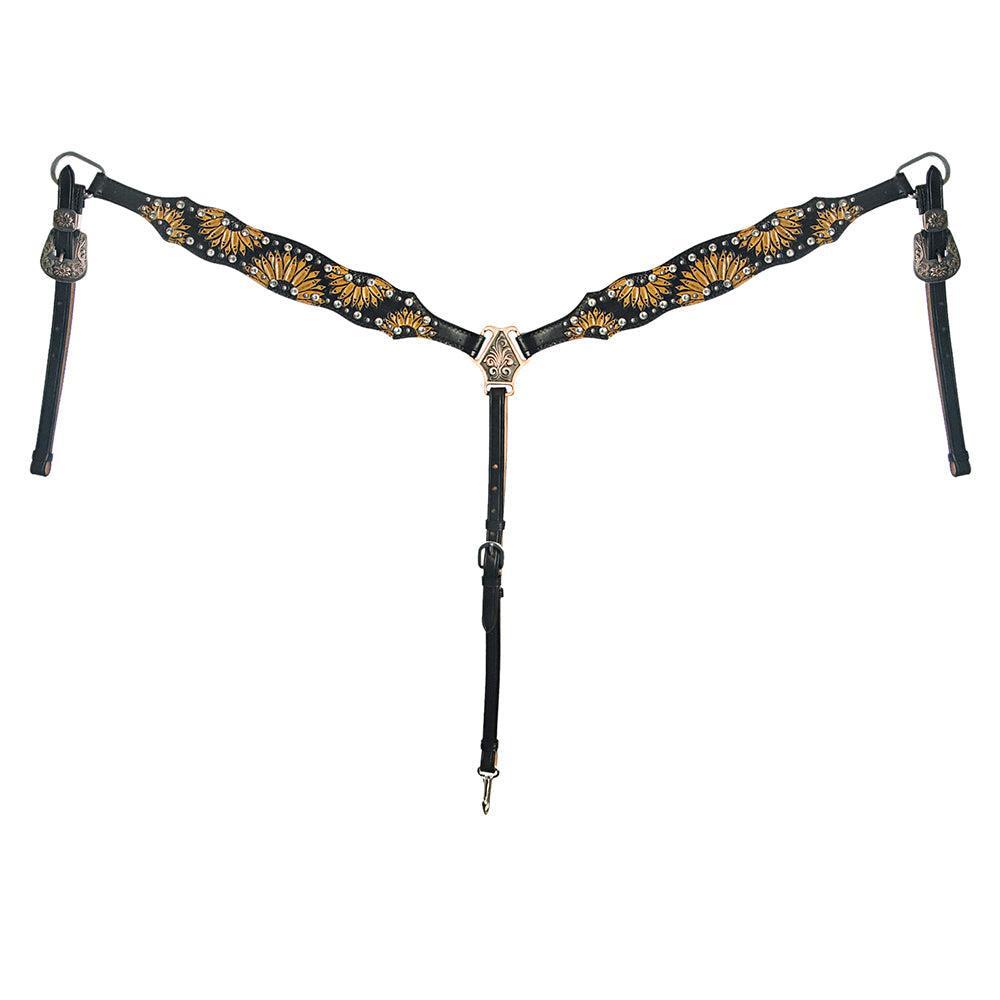AMERICAN DARLING Western Horse One Ear Headstall Breast Collar Set Leather