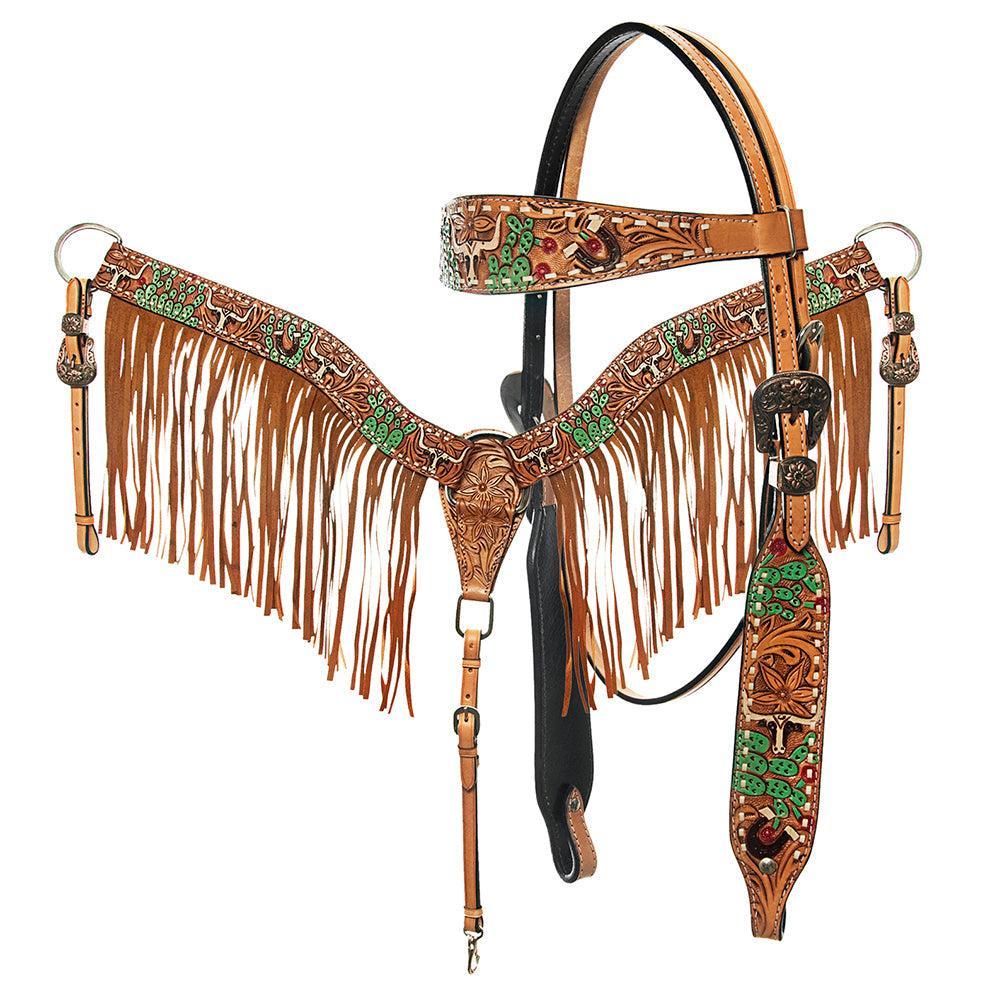 AMERICAN DARLING Western Horse Headstall Breast Collar Set American Leather