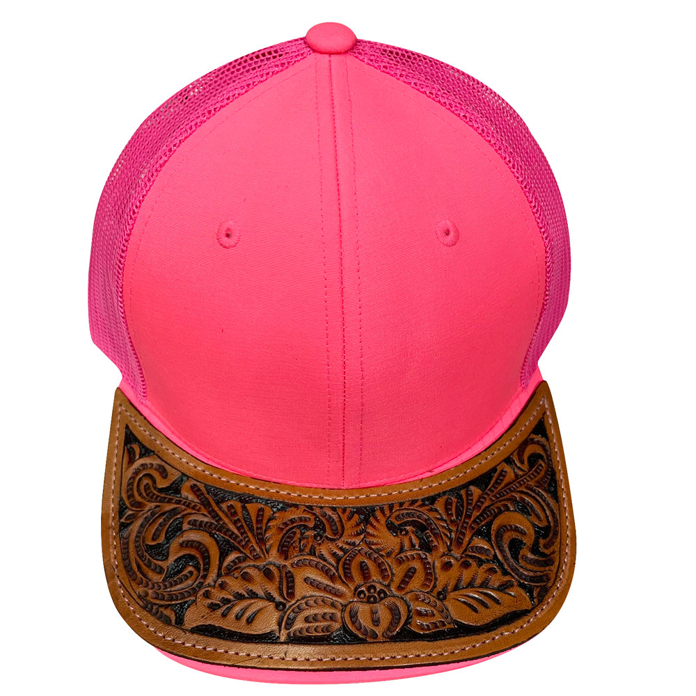 American Darling Men Women Adjustable Cap With Leather On Visor Red