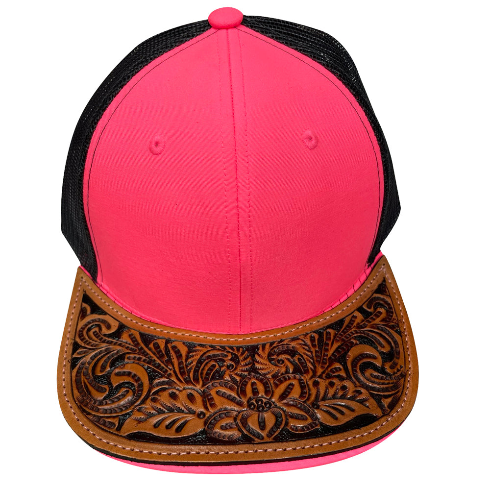 American Darling Men Women Adjustable Cap With Leather On Visor Red w/ Black