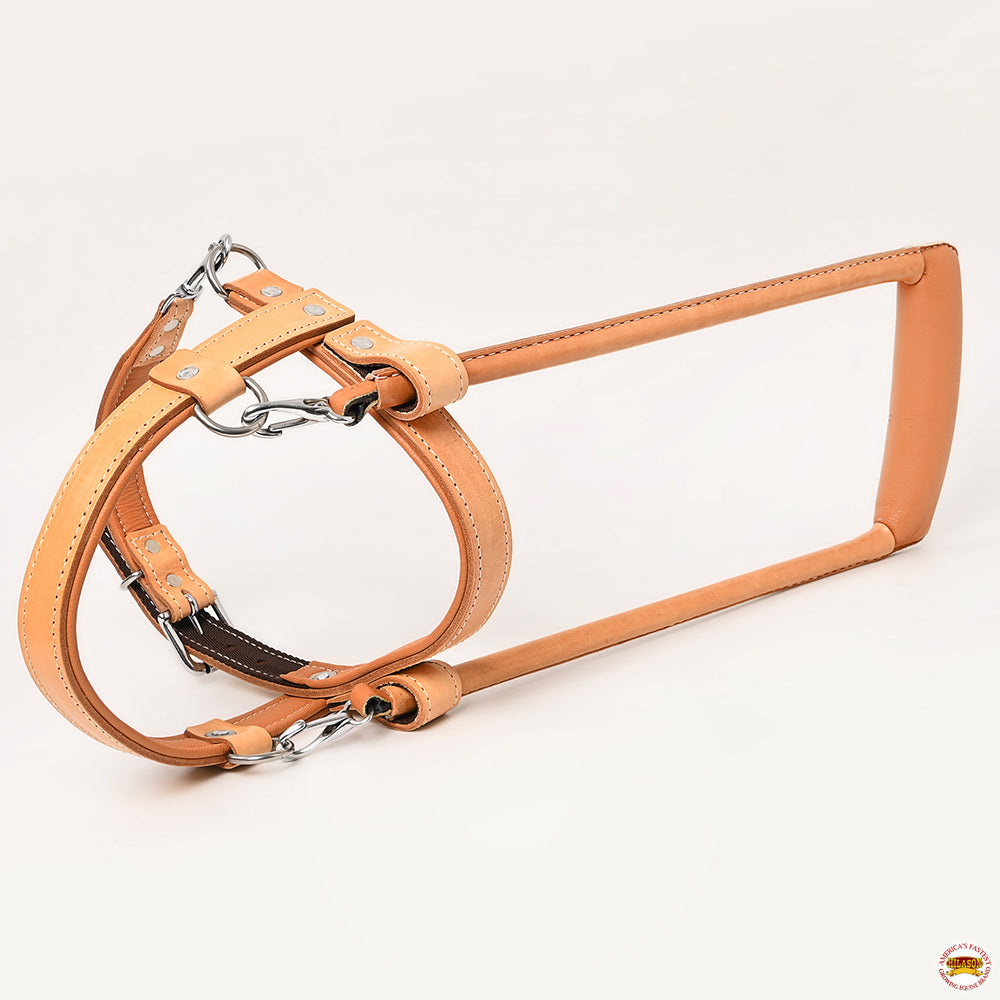 HILASON Guide Dog Harness Brown Padded Genuine Leather with Handle Tan | Dog Harness with Adjustable Straps | Dog Harness with Handle for Training | Breathable Dog Harness | Therapy Dog Harness