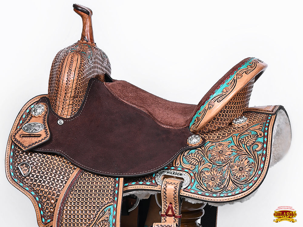 HILASON Flex Tree Western Horse Saddle in American Leather Barrel Trail | for Horses