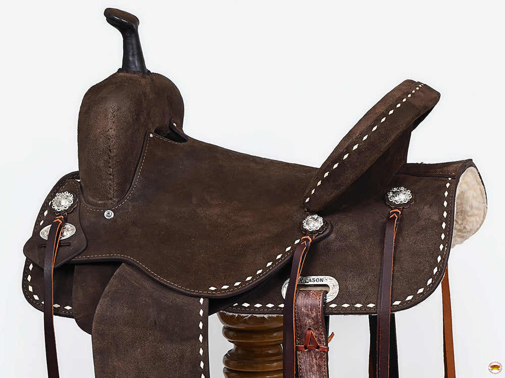 Flex Tree Western Horse Saddle In American Leather Barrel Trail Hilason