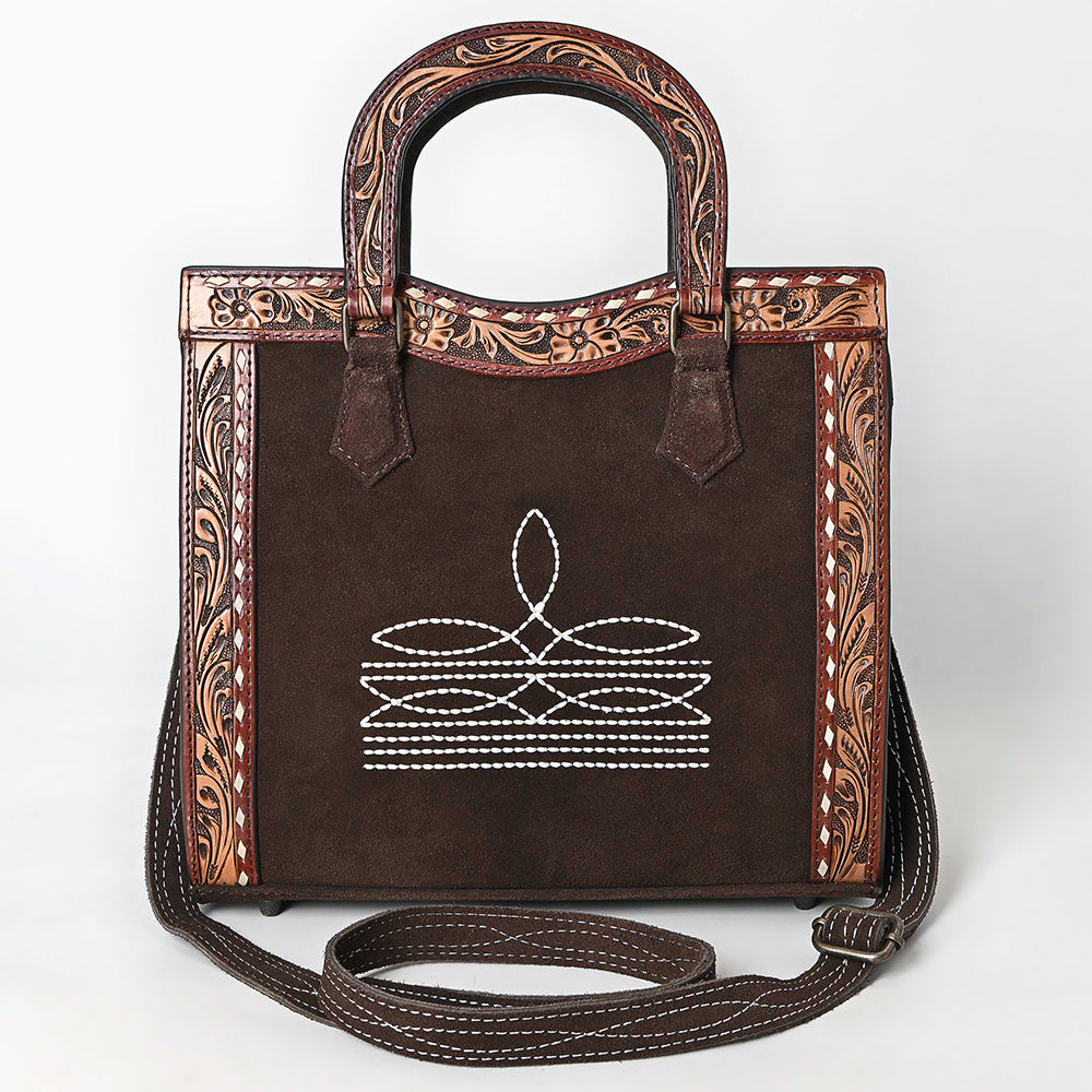 American Darling Tote Hand Tooled Suede Genuine Leather