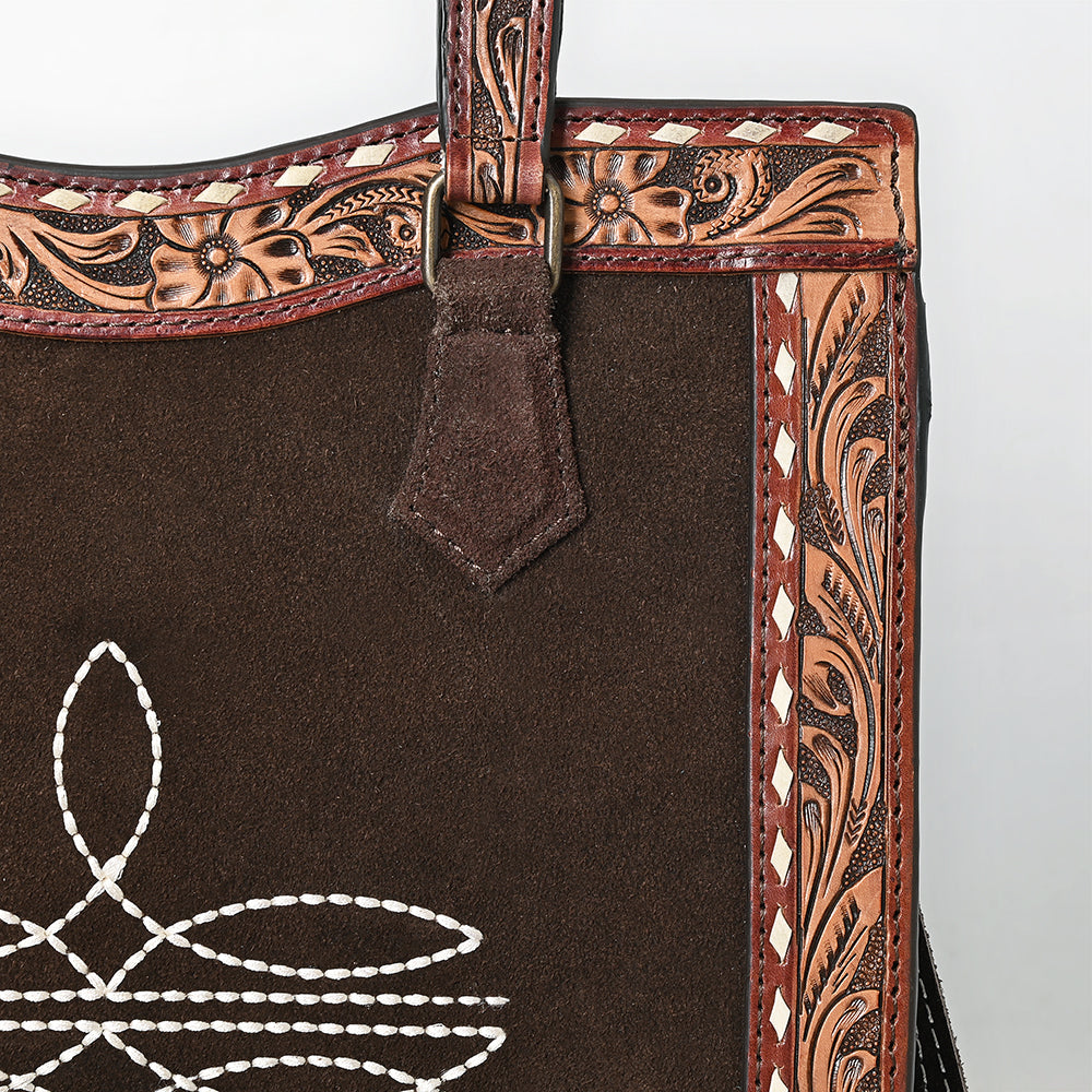 American Darling Tote Hand Tooled Suede Genuine Leather