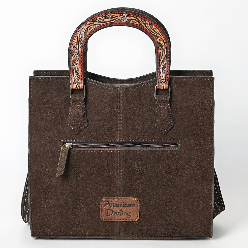 American Darling Tote Hand Tooled Suede Genuine Leather
