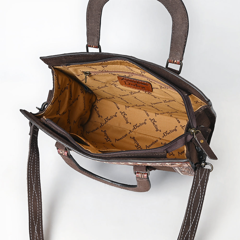American Darling Tote Hand Tooled Suede Genuine Leather