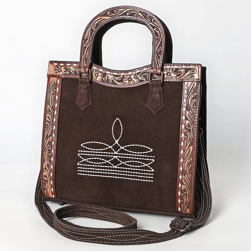 American Darling Tote Hand Tooled Suede Genuine Leather