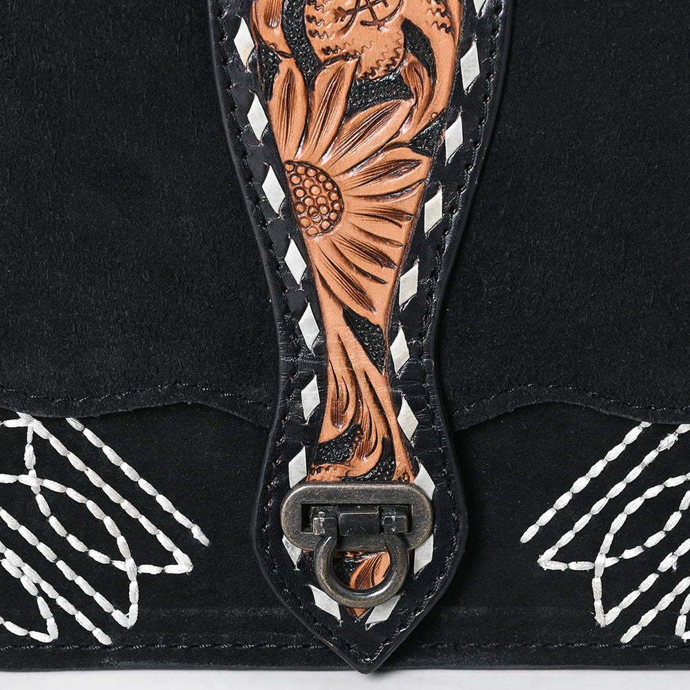 American Darling Crossbody Hand Tooled Genuine Suede Leather