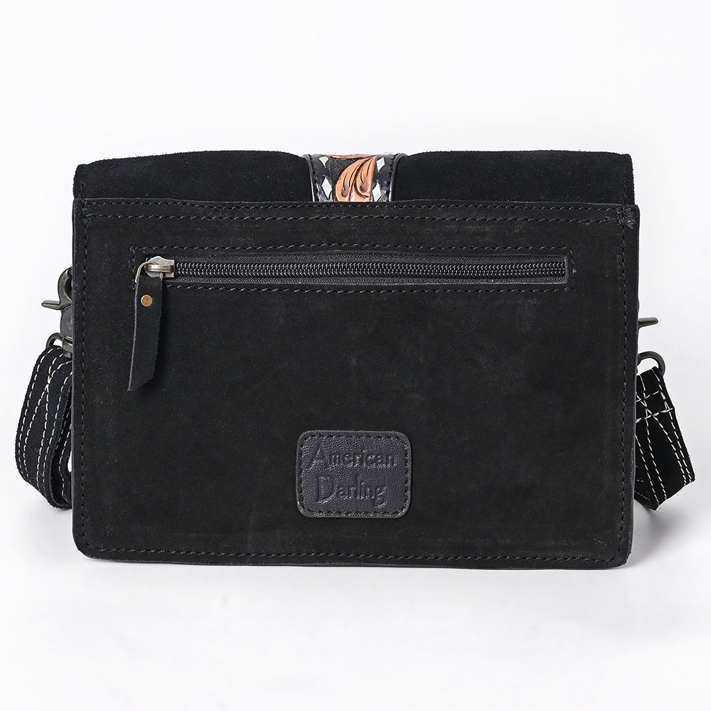 American Darling Crossbody Hand Tooled Genuine Suede Leather