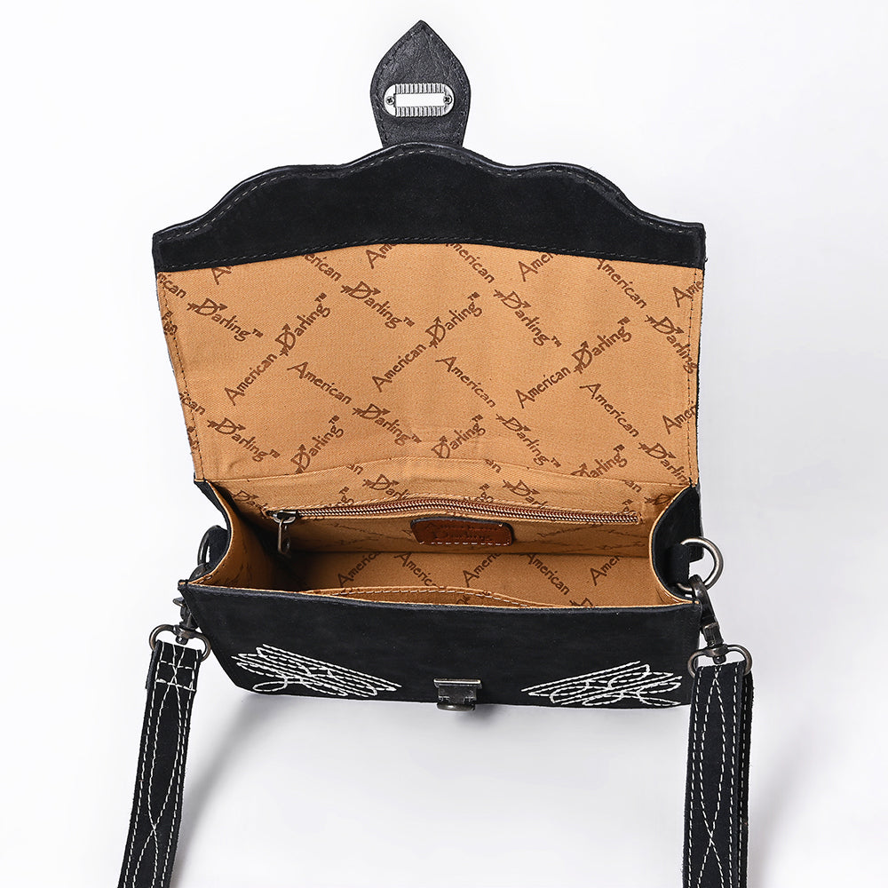 American Darling Crossbody Hand Tooled Genuine Suede Leather
