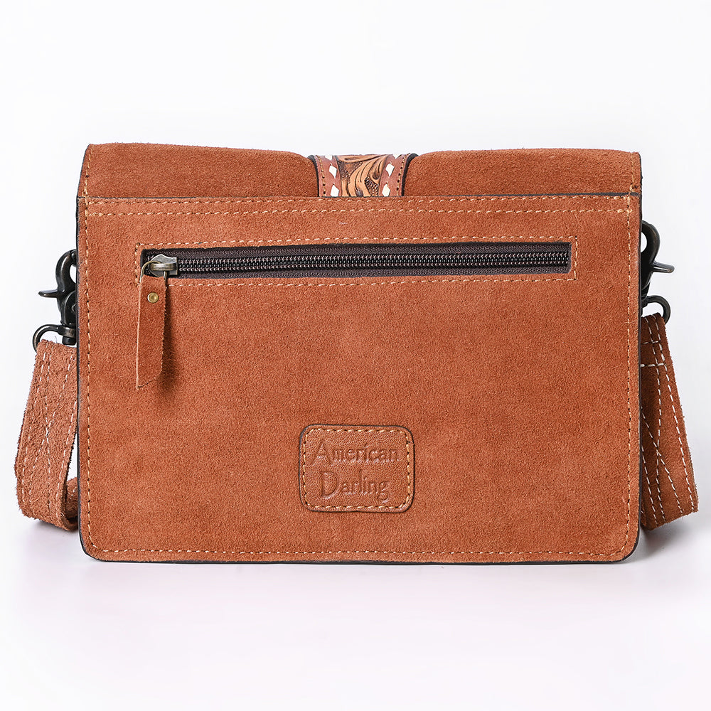 American Darling Crossbody Hand Tooled Genuine Suede Leather