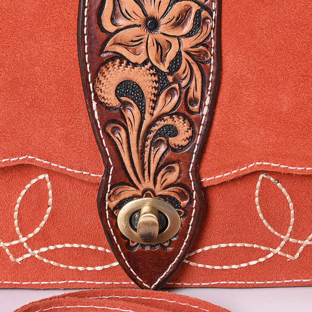 American Darling Crossbody Hand Tooled Suede Genuine Leather