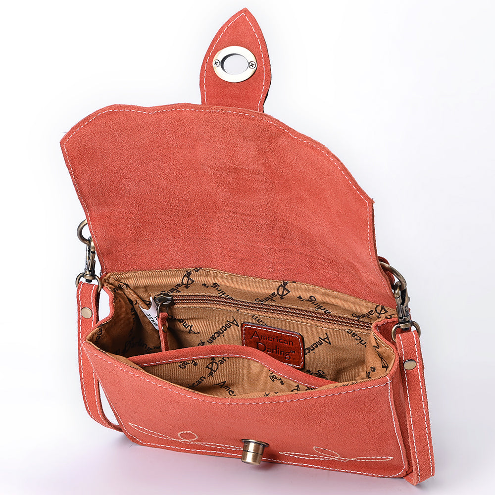 American Darling Crossbody Hand Tooled Suede Genuine Leather