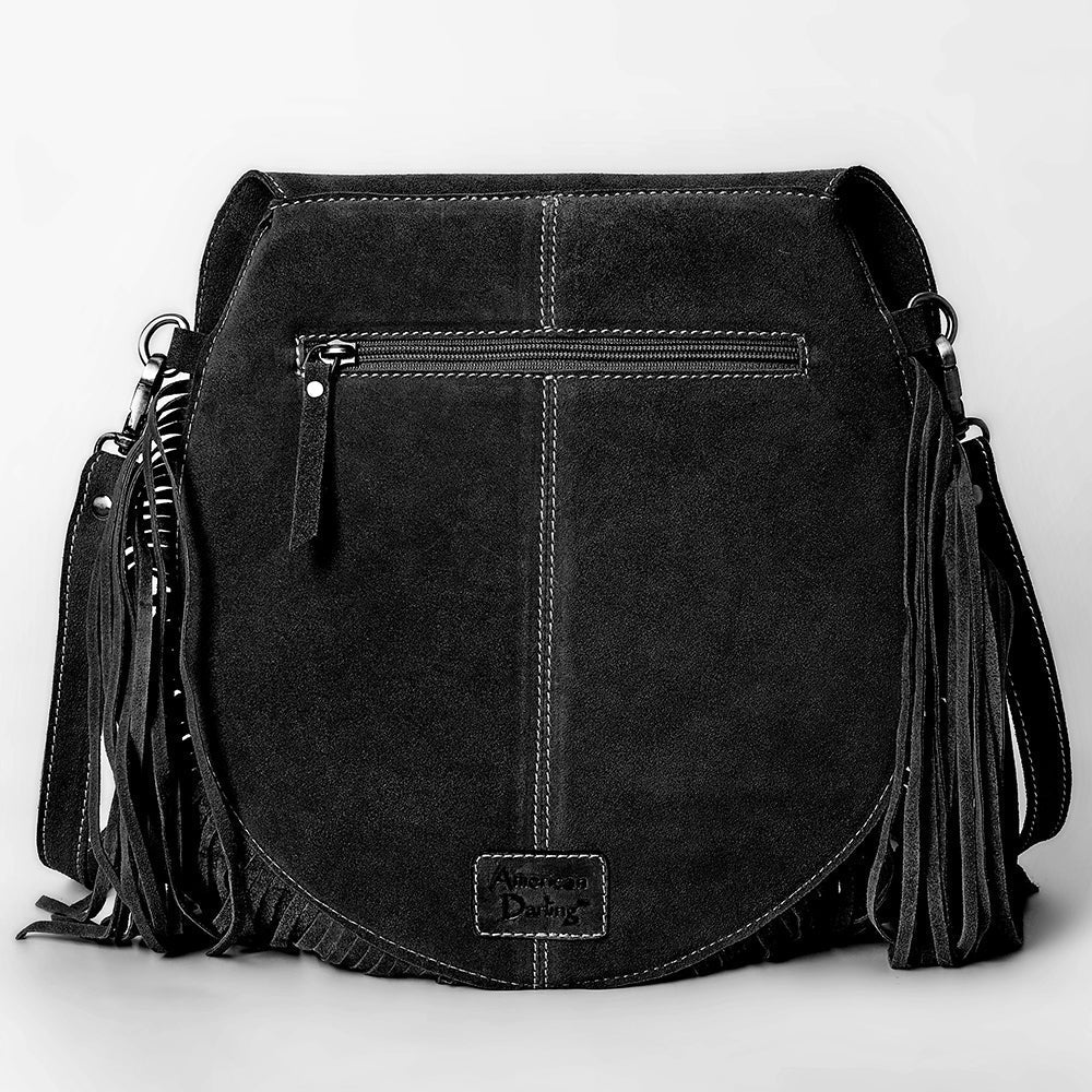 American Darling Boot Stitched Genuine Suede Leather Messenger Bag Genuine Western Fringe Crossbody Purse with YKK Zipper