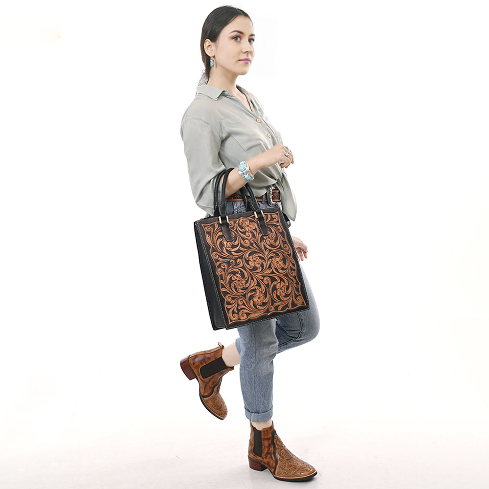 American Darling Hand Tooled Genuine Leather Tote Bag | Western Travel Bags College