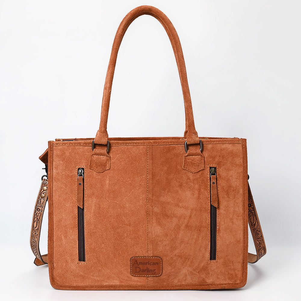 American Darling Tote Hand Tooled Suede Genuine Western Leather