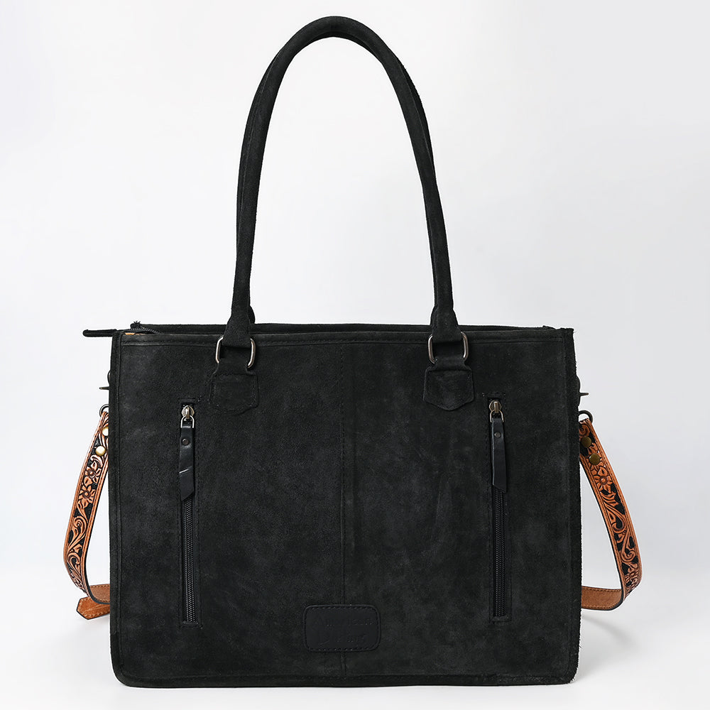 American Darling Tote Hand Tooled Suede Genuine Western Leather