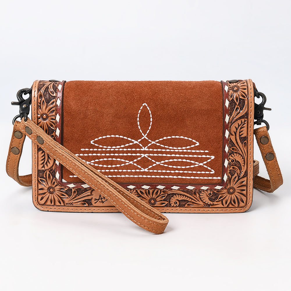 American Darling Hand-Tooled Genuine Leather Crossbody Bag