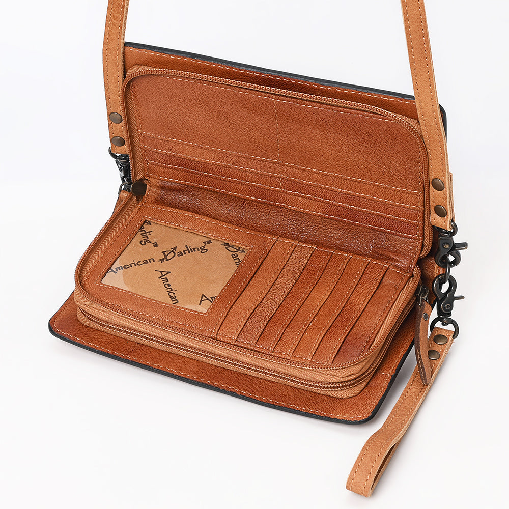 American Darling Hand-Tooled Genuine Leather Crossbody Bag