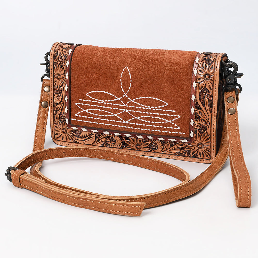 American Darling Hand-Tooled Genuine Leather Crossbody Bag