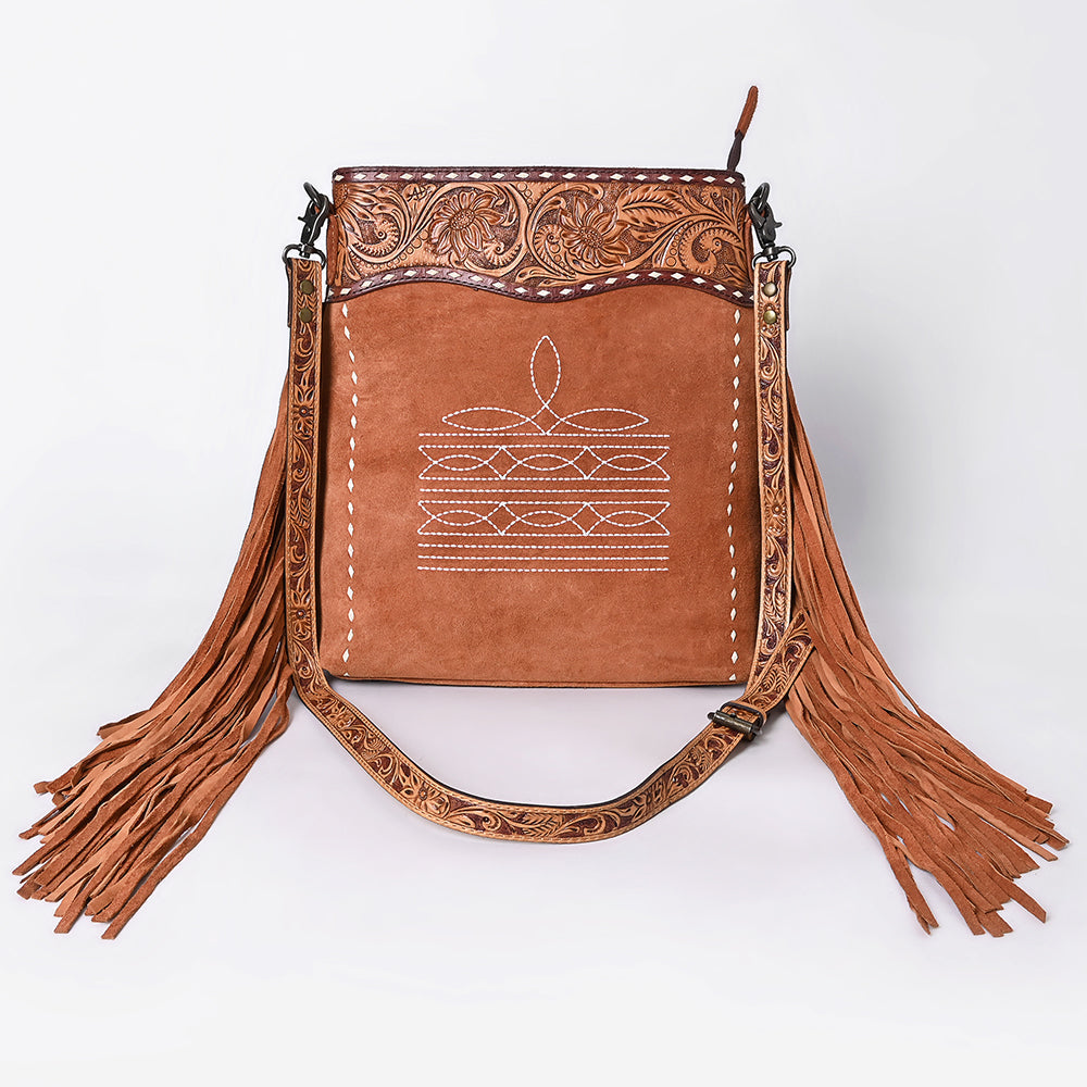 American Darling Crossbody Hand Tooled Suede Genuine Western Leather