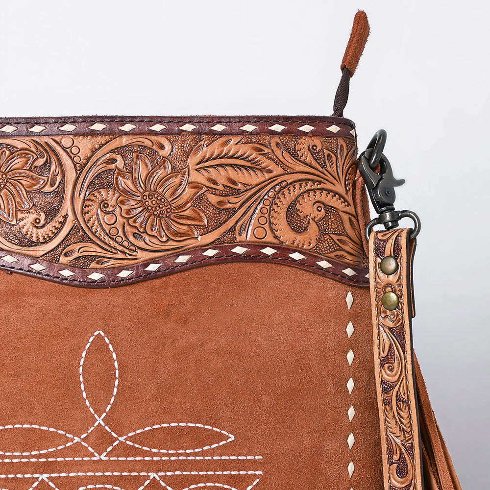 American Darling Crossbody Hand Tooled Suede Genuine Western Leather