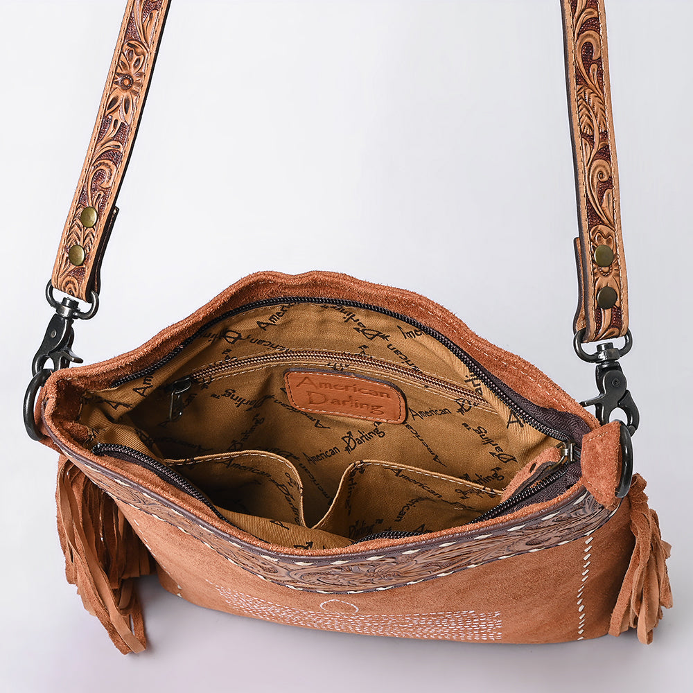 American Darling Crossbody Hand Tooled Suede Genuine Western Leather