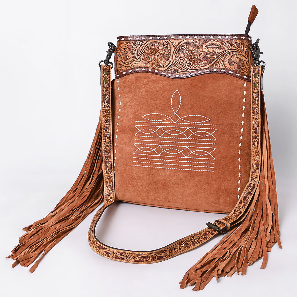 American Darling Crossbody Hand Tooled Suede Genuine Western Leather