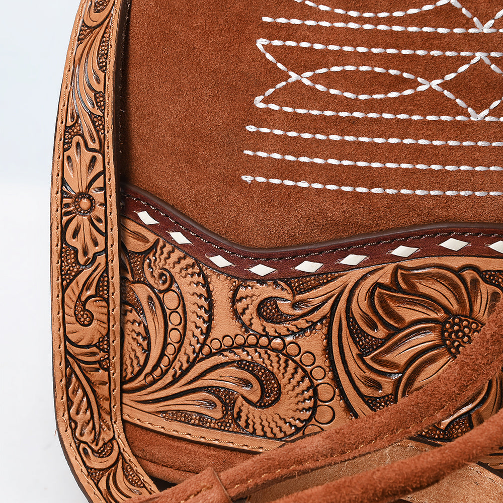 American Darling Hand-Tooled Genuine Leather Bucket Bag