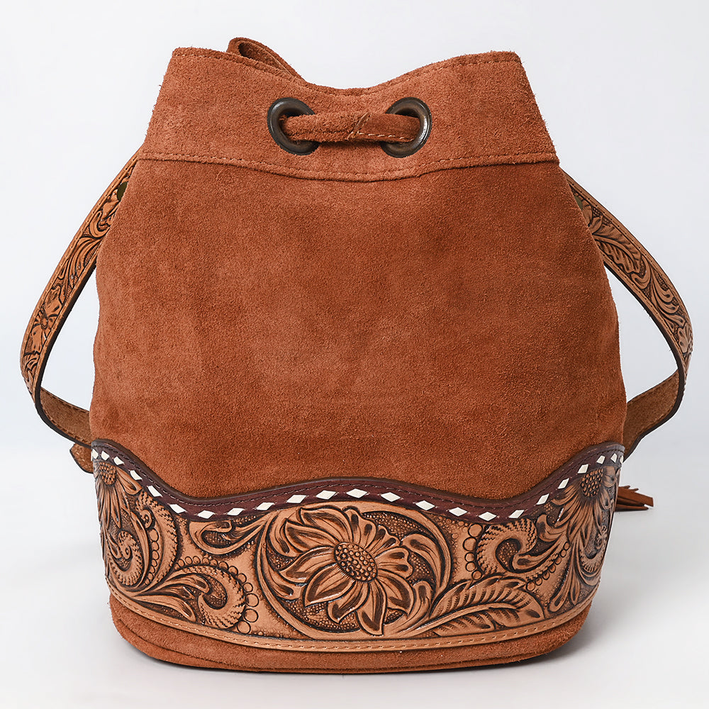 American Darling Hand-Tooled Genuine Leather Bucket Bag