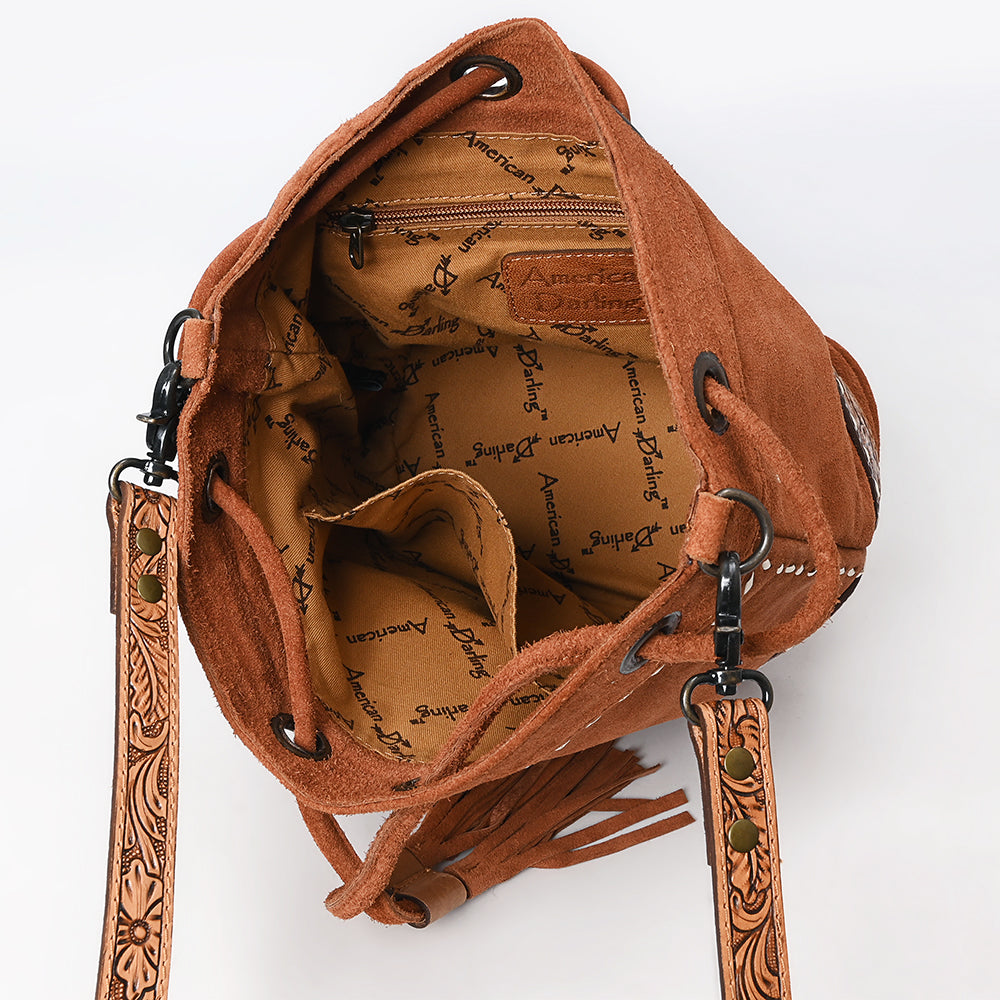 American Darling Hand-Tooled Genuine Leather Bucket Bag