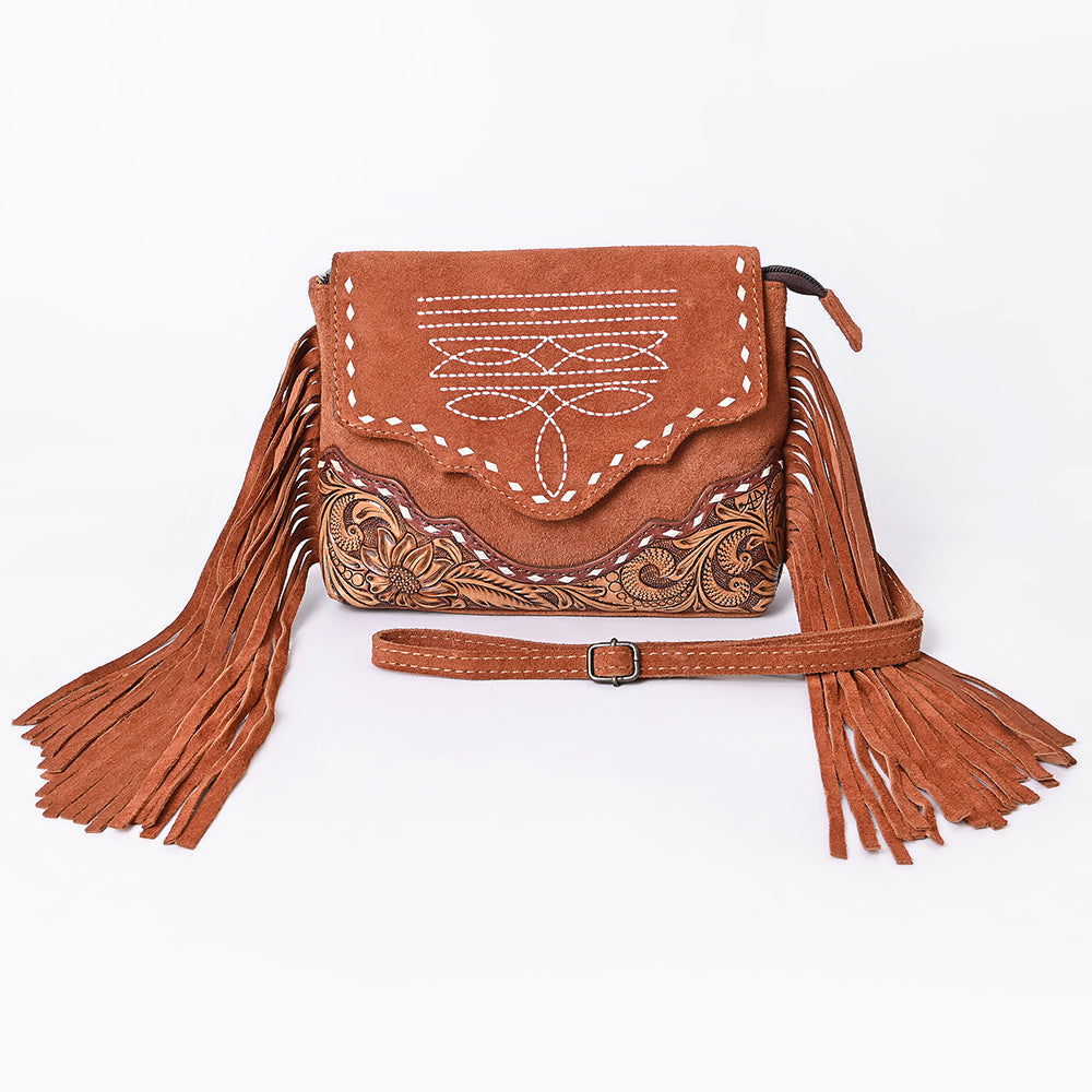 American Darling Crossbody Hand Tooled Suede Genuine Western Leather
